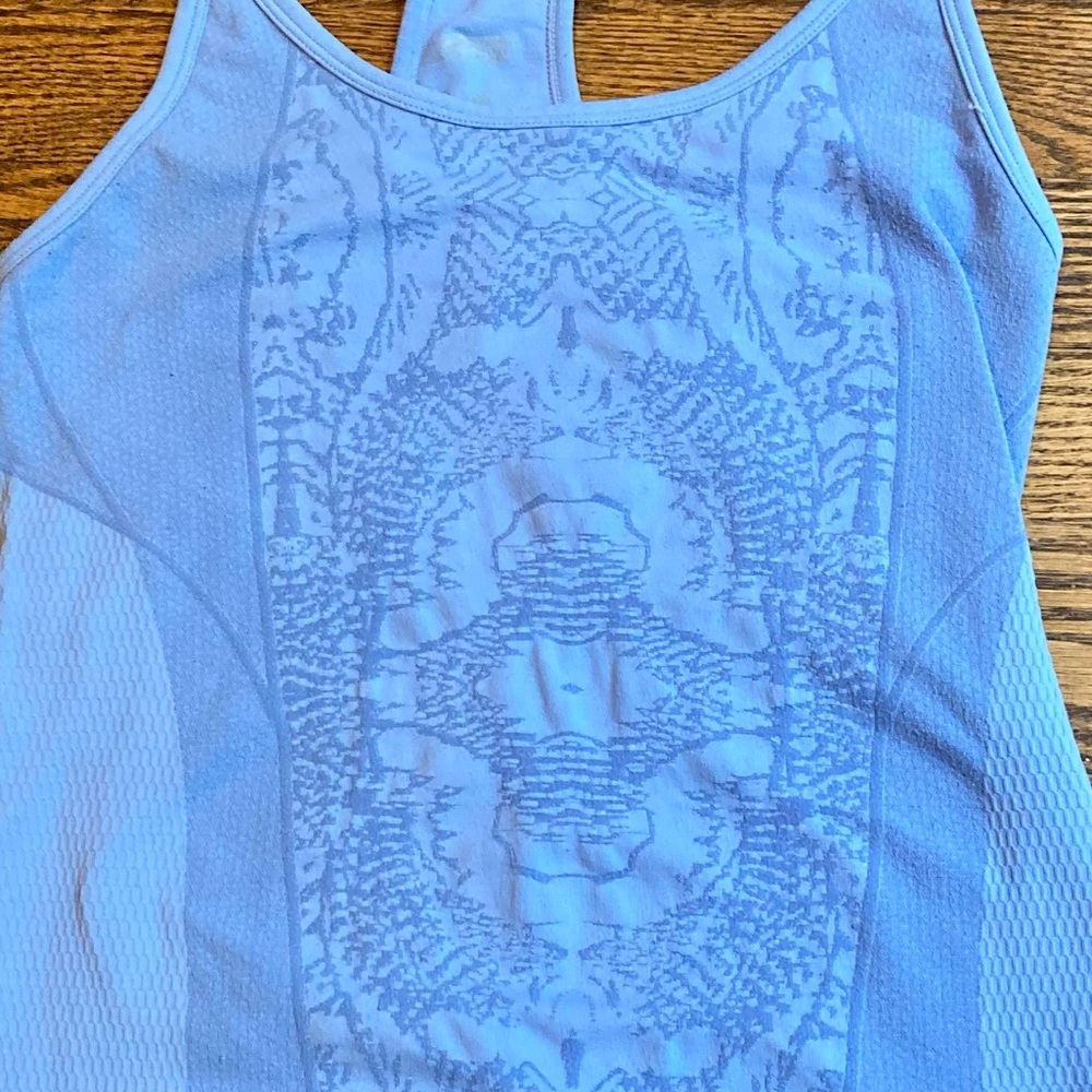 Baby Blue Razor Back Stretch Tank Top. Size: Small - Picture 2 of 7